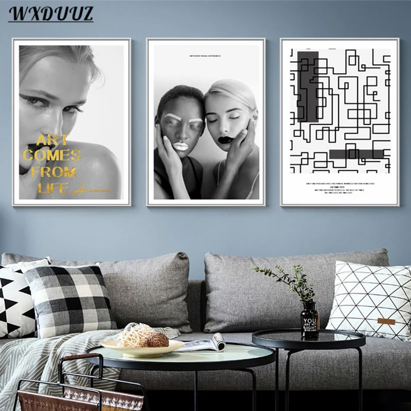 

Nordic Creative Black White Personage Art Decor Room Living Sofa Wall Decor Picture Quality Canvas Painting Poster Home Decor