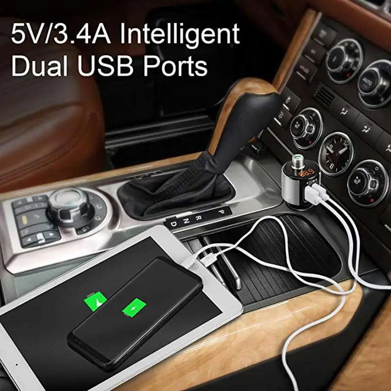 Автомобильный FM-передатчик Bluetooth 5 В/3 4 А зарядное устройство с двумя USB-портами