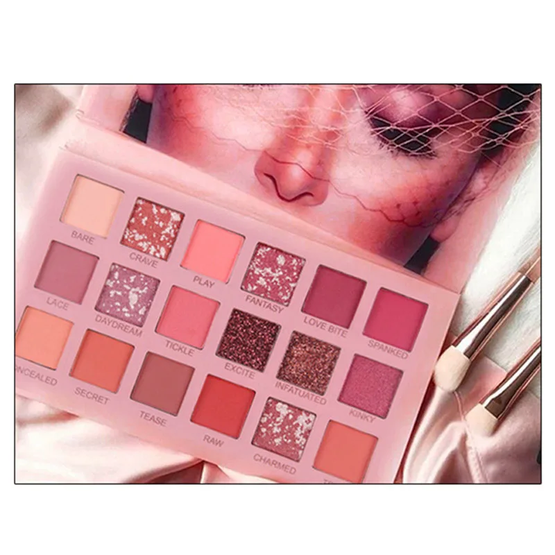 Палитра теней для век 18 цветов нюдовые блестящие матовые мерцающие долговечные