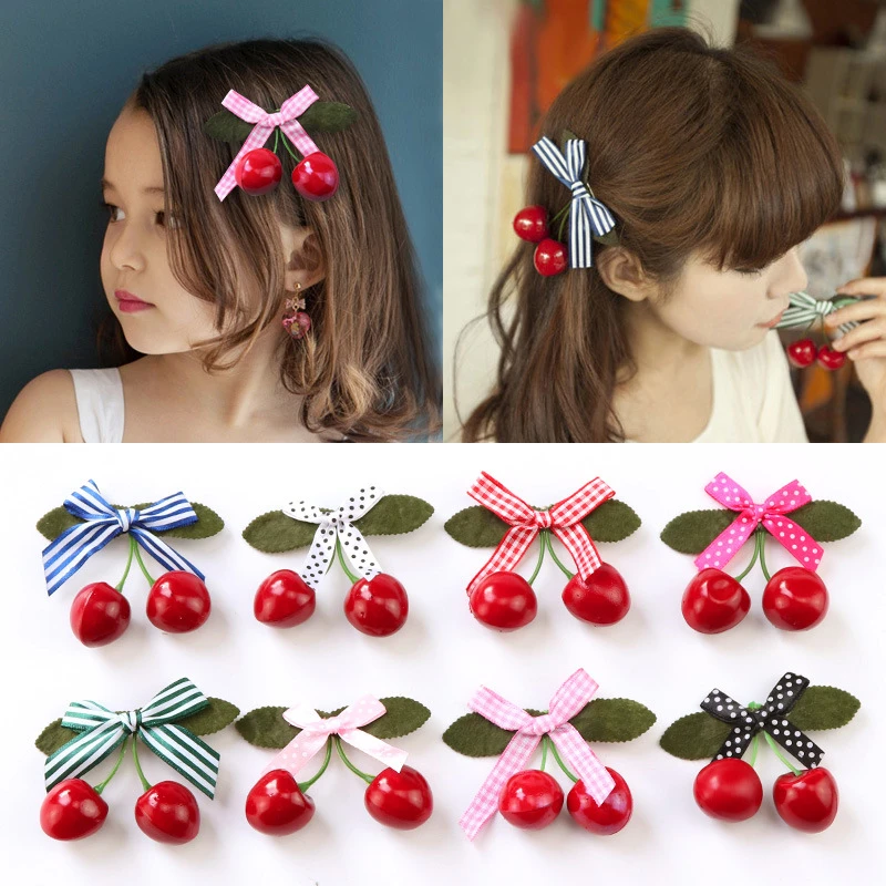 

Roccina Lovely Cherry Hair Clips Children Bouquet Hair Accessories Bowknot Hairpins Girls BB Clips Headdress Kids Hair Barrettes