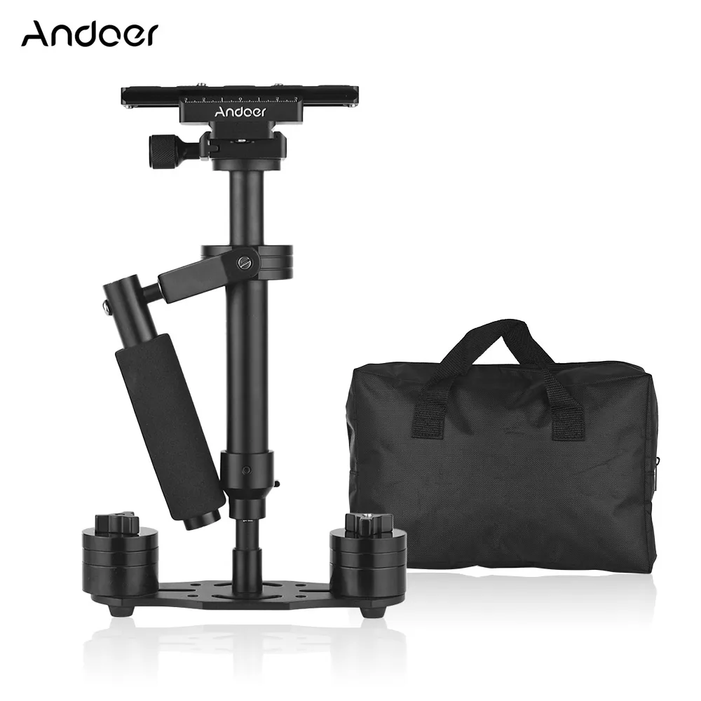 

Профессиональный ручной карданный стабилизатор Andoer для камеры с быстроразъемной пластиной и винтом 1/4 дюйма для видеокамер DSLR и видеокамер