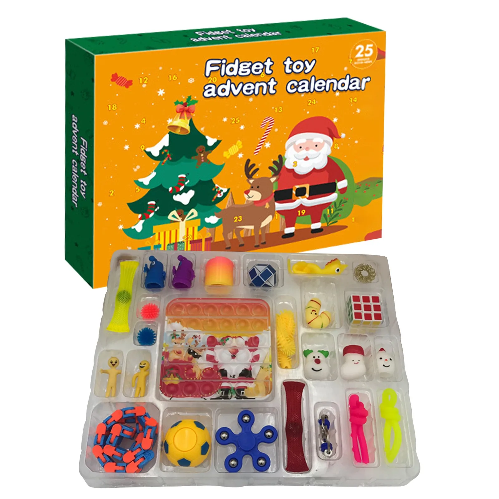 

24 Рождественские игрушки-антистресс с календарем и календарём