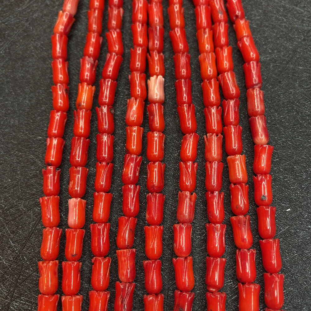 

Artificial Synthetic Coral Beaded Red Tulip Flower Shape Vertical Hole Suitable for Handmade Fashion Jewelry Gift Accessories