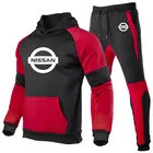 Мужские повседневные Костюмы с принтом логотипа автомобиля Nissan, мужские куртки и брюки, спортивный костюм из двух предметов