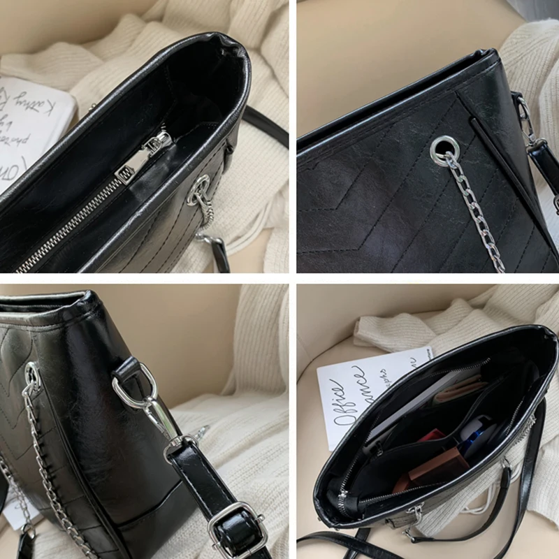 

JIEROTYX Luxury And Winter Big Bag Women's New Style Fashion Korean-style Large-Volume Tote Bag Chain Versatile Portable Should