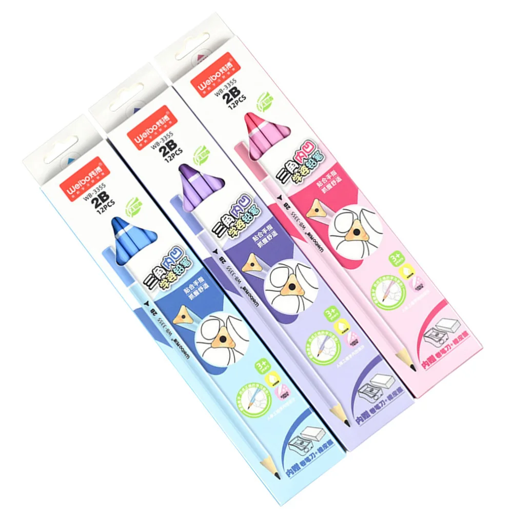 

3 Sets Students Triangle Pencils Writing Stationery Set Colored Drawing Pencils