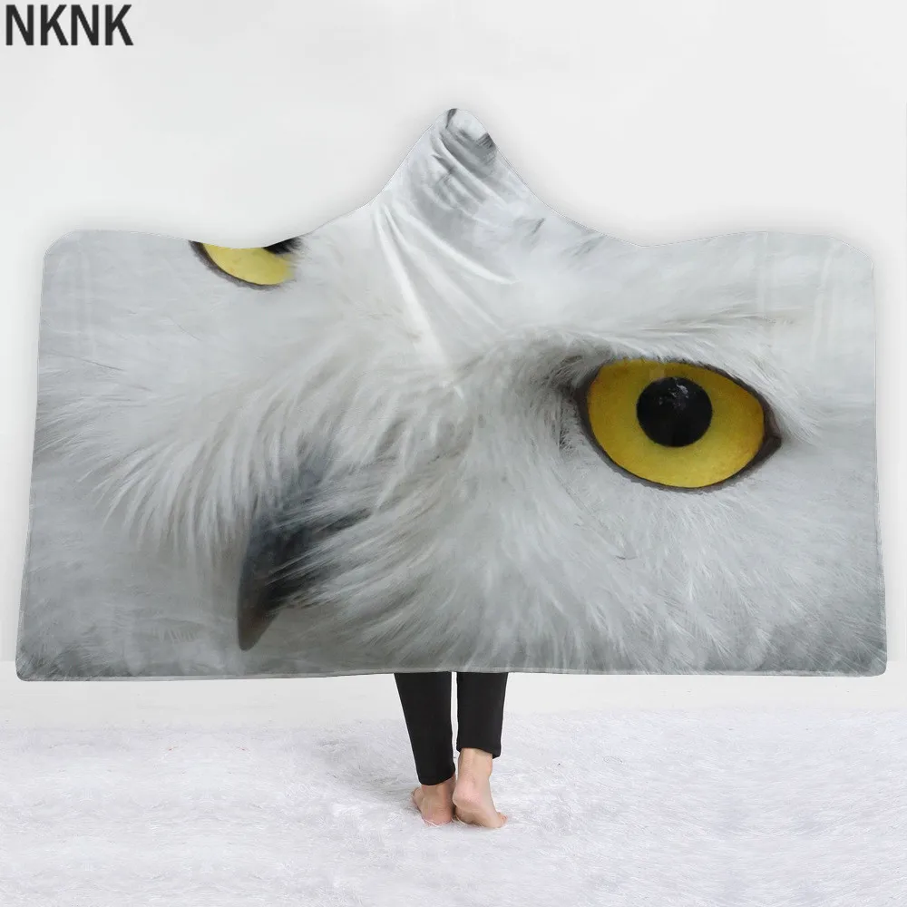 

Bird Owl 3D Print Hooded Blanket For Adult Kid Wool Warm Wearable Sofa School Home Travel Picnic Carrying Wearable Blanket