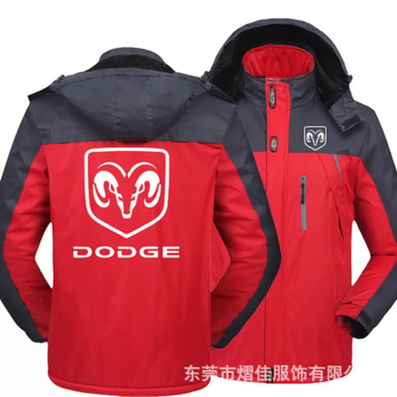 

2021 Winter Jacket Men for Dodge Car Logo Thick Velvet Warm Coat Male Windproof Hooded Outwear Casual Mountaineering Overcoat