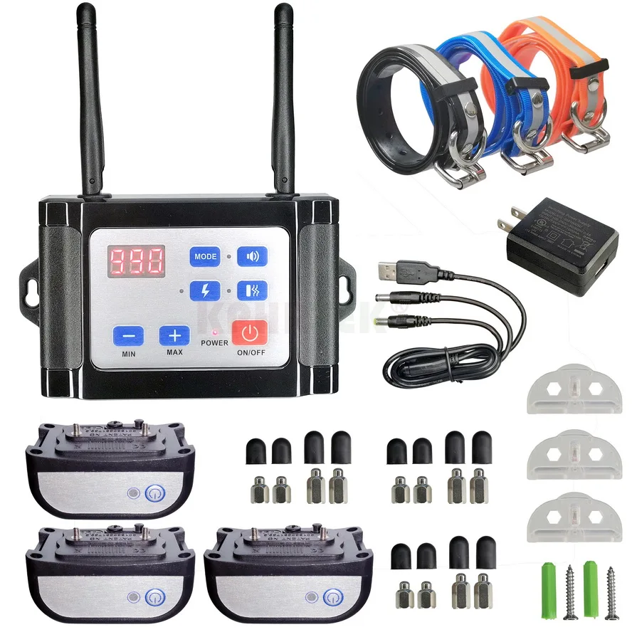 Для 1/2/3 собак Беспроводной Забор электрический и тренировочный Ошейник 2 в 1
