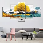 Набор для алмазной живописи, 5 панельных картин с золотым деревом и оленем, полная выкладка, круглые алмазные настенные картины для декора гостиной