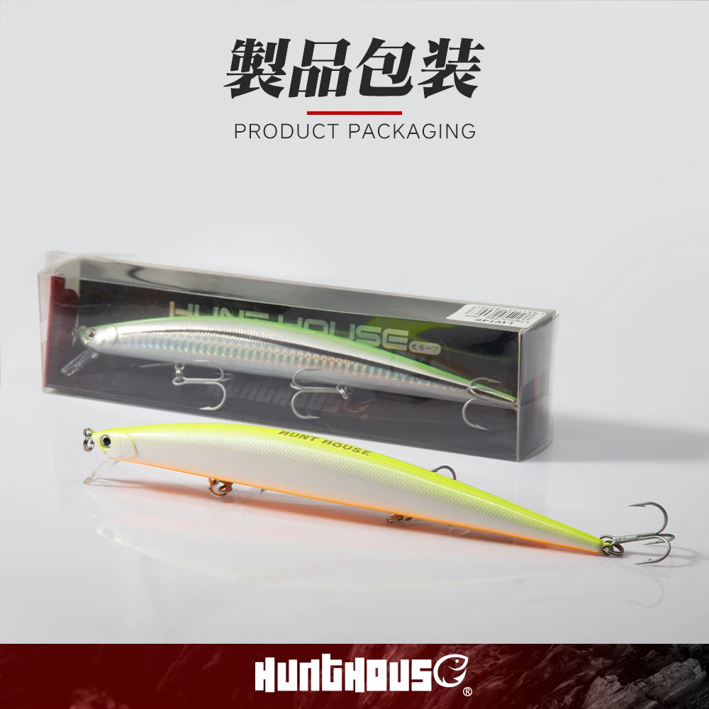 hunthouse fishing lure 2019 tide minnow slim 175 hard lures wobblers floating 175mm 24.5g sea for seabass | Спорт и развлечения