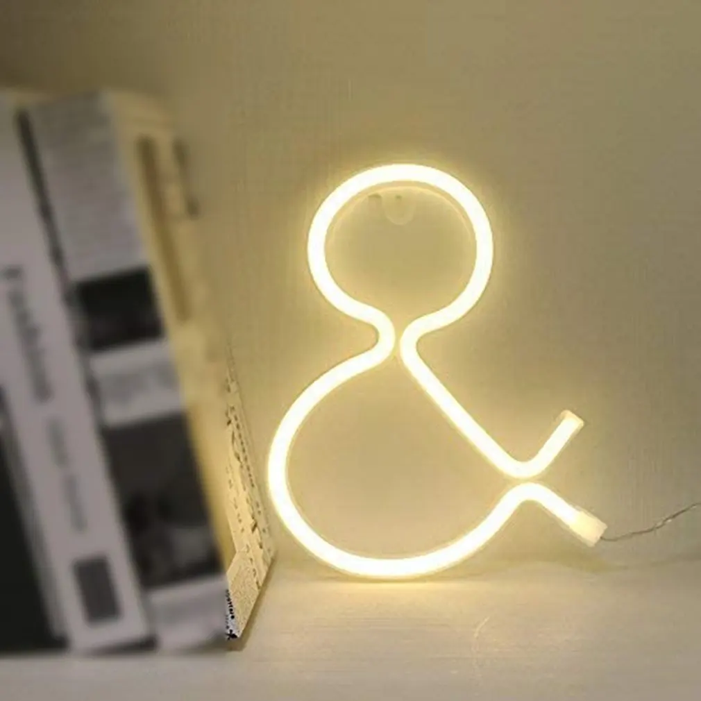 Креативная Светодиодная лампа с английским символом теплый белый символ и