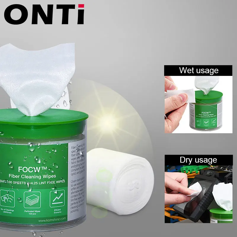 ONTi 280pcs/box Fiber Cleaning Wipes Platform Dustfree Paper Fiber Optic Low-lint Wipes Optical Fiber Clean Paper FTTH Tools