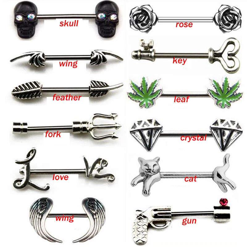 2 шт. кольцо для сосков хирургическая сталь сексуальный пистолет в виде кленового