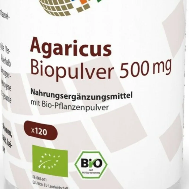 

Agaricus mushroom blazei murill ABM powder organic quality 500mg 120 caps