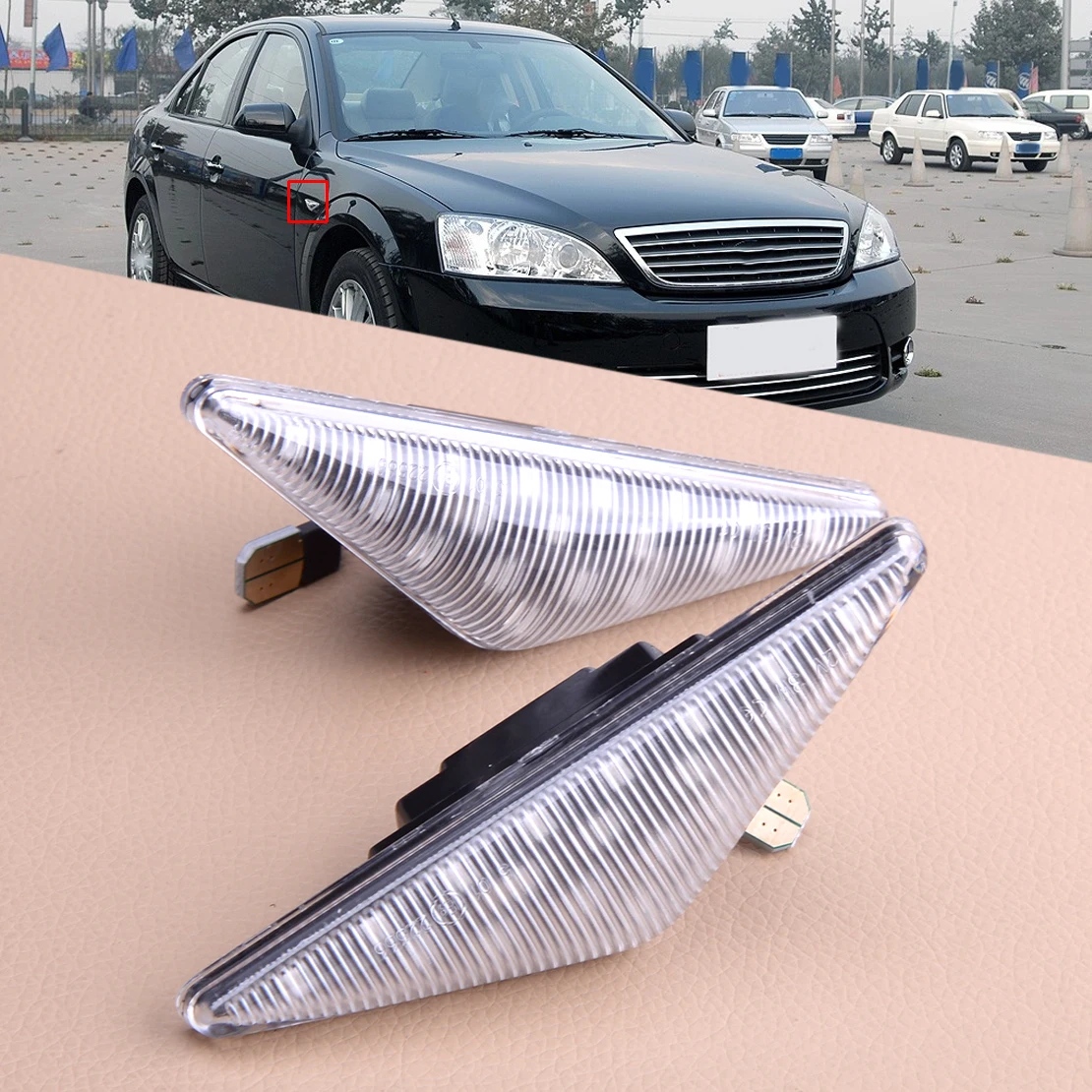 2 шт. автомобиля прозрачные линзы светодиодный боковые габаритные индикатор