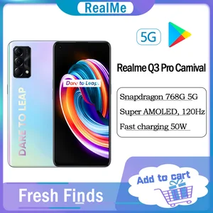 origina realme q3 pro carnival 5g smartphone 8gb 128gb 6 4inch fhd super amoled 120hz 64mp camera 50w fast charger google play free global shipping