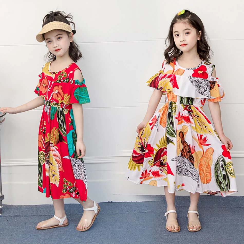 

Girls Dress 2021 Bohemia Style Dresses Girls Sleeveless Floral Dress For Adolescents 3 4 5 6 7 8 9 Big Kids Girls Clothes