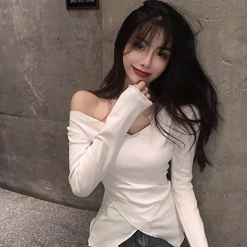 Женские осенние Топы в Корейском стиле привлекательная облегающая трикотажная