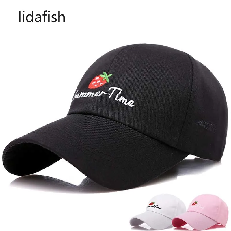

Осенняя Повседневная модная универсальная бейсболка lidafish с надписью клубника, уличная регулируемая бейсболка в стиле хип-хоп