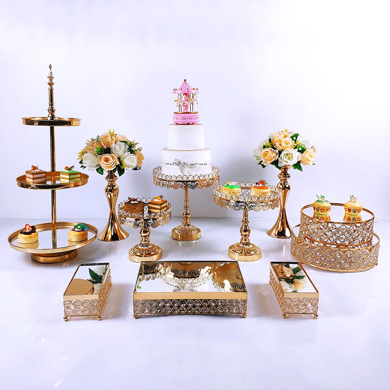 11 шт. с украшением в виде кристаллов металлическая для подставки пирожных