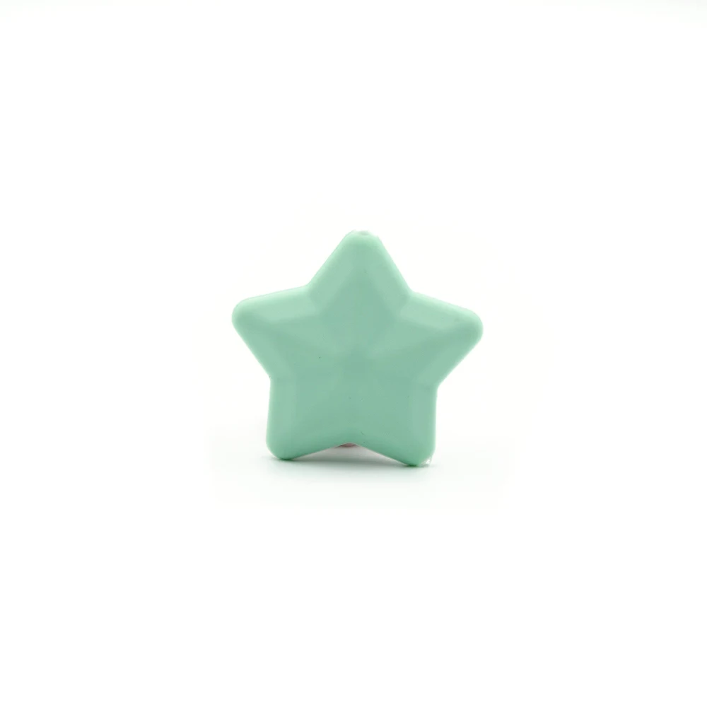 Mint Green 5 шт. Perle силиконовые бусины звезда 38 мм BPA Бесплатный Детский аксессуар для прорезывания зубов игрушки DIY соска цепь грызунов бусины для изготовления бижутерии - Цвет: Mint Green