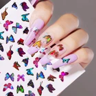 Голографические бабочки, маникюрные наклейки для дизайна ногтей, лазерные наклейки, весенние тематические цветы, аксессуары для ногтей