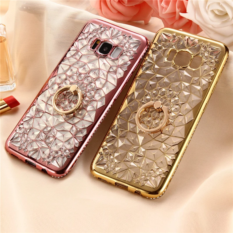 Роскошный 3D чехол для телефона с бриллиантовым кольцом Samsung Galaxy Note 10 9 8 S7 Edge S20 Ultra