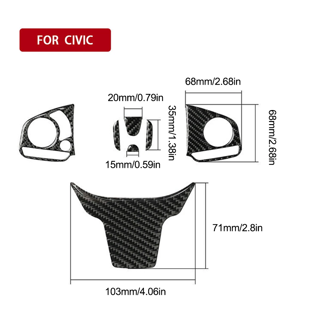 4Pcs Car Steering Wheel Decoration Cover Trim Frame Sticker Fit for Honda Civic 10th 2016-19 Auto Accessories Stickers | Автомобили и