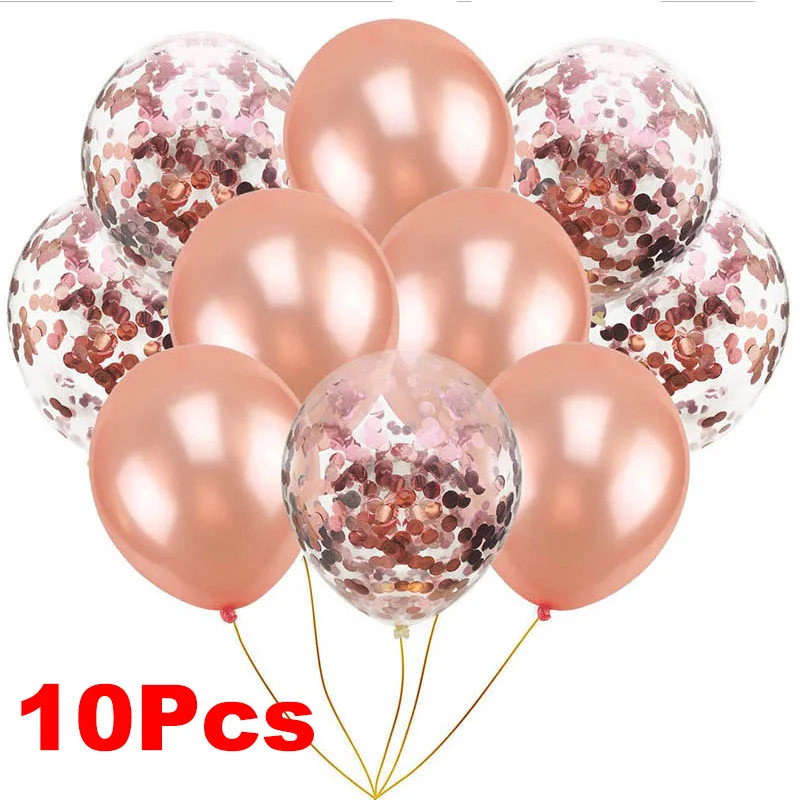 10Pcs balloon 20 шт. шар цвета розового золота деко день рождения, набор, вечерние шары, розовые шары для свадьбы и дня рождения вечерние украшения для детей и взрослых, хромированные шары - Цвет: 10Pcs balloon