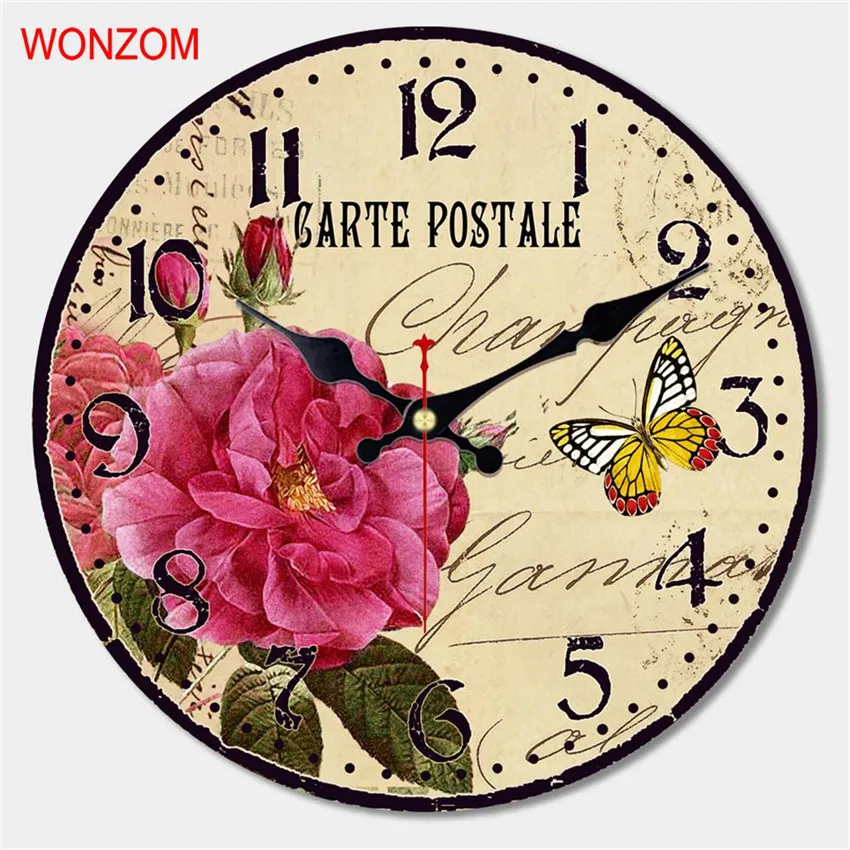 WONZOM Цветущий цветок дизайн большие розы настенные часы Тихая гостиная Настенный