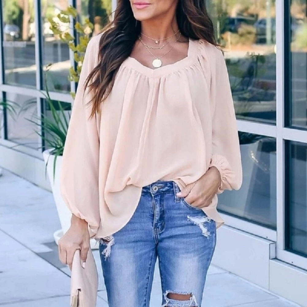 Женская блузка большого размера рубашка 2020 Женские однотонные шифоновые рубашки