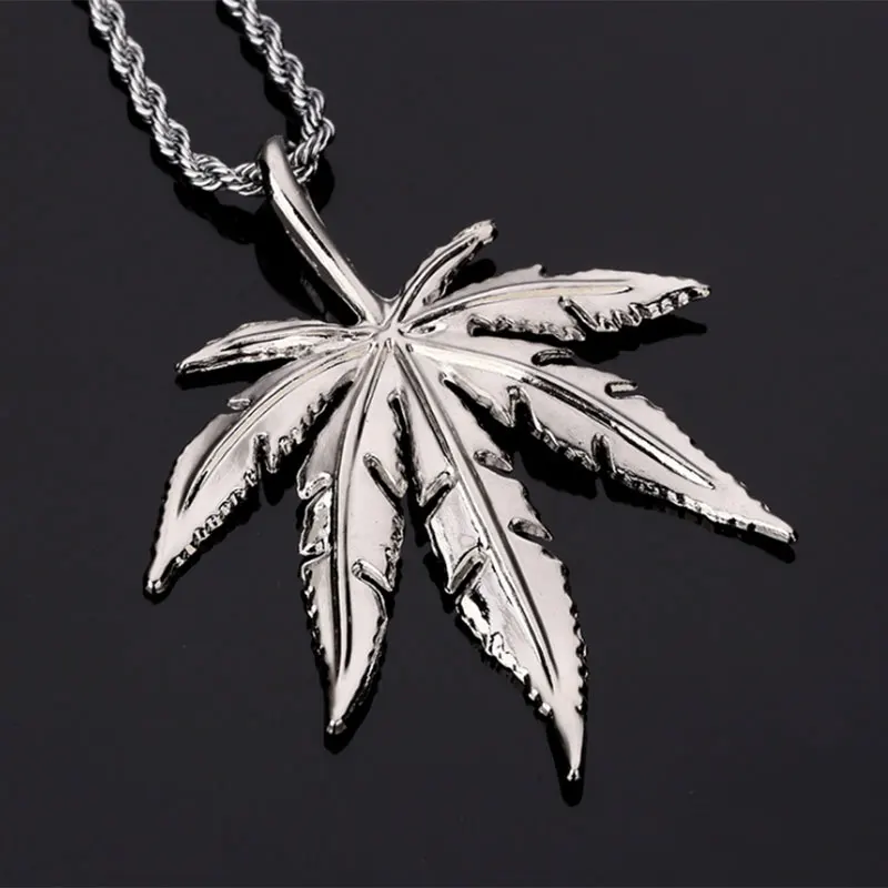 Cannabis leaf Pendant Necklace Hip Hop Jewelry Gift Trendy Stainless Steel Gold Chain Fashion Men 23in | Украшения и аксессуары