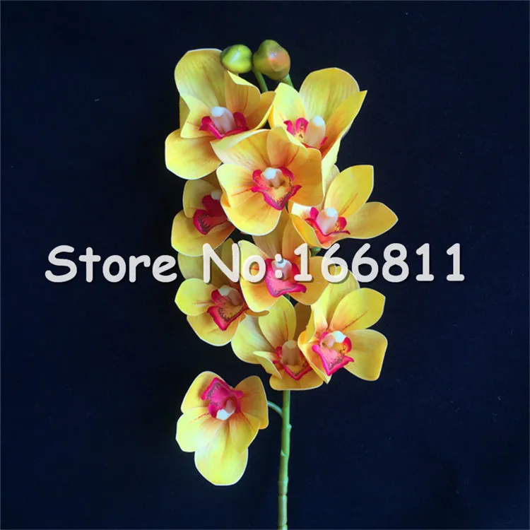 yellow cymbidium Искусственный цветок орхидеи фаленопсис, настоящее прикосновение, латекс, высокое качество, Бабочка, Орхидея, Цимбидиум, растение, центральный силиконовый цветок - Цвет: yellow cymbidium