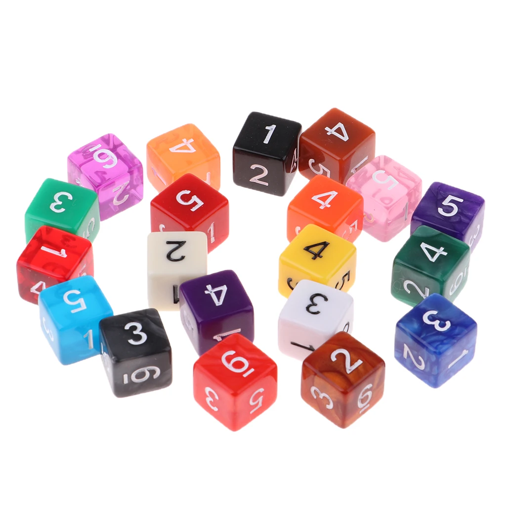 20 Pieces 15mm Six Dice Acrylic for D&ampD DnD RPG Party Game Toys |