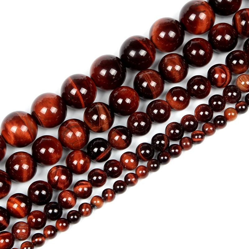 

4-12mm Natural Stone Beads Round Smooth Loose Red Tiger Eye Stone Beads For Jewelry Making DIY Charm Bracelet Necklace Handmade