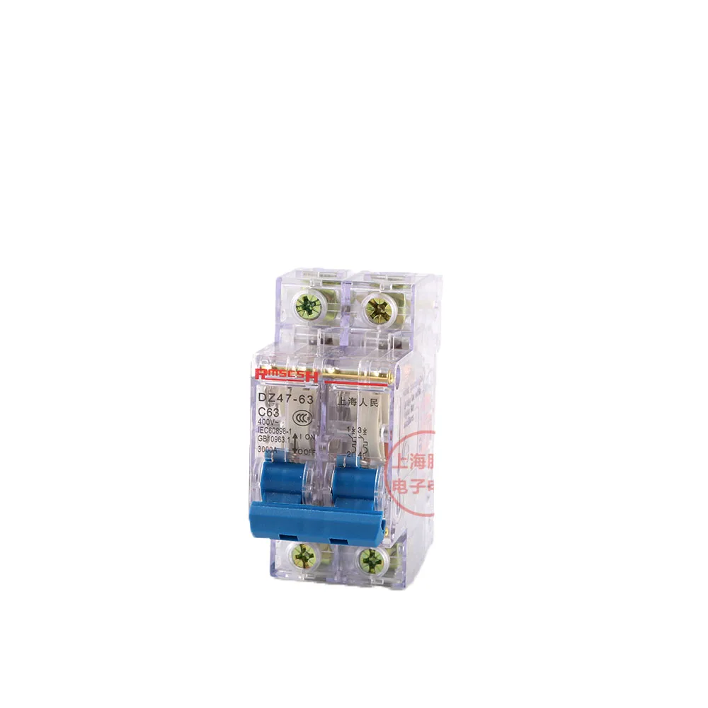 DZ47 63 прозрачный чехол 2P 6A 10A 16A AC 230V или 400V 20A 25A 32A 40A 50A 63A Mini Circuit Breaker