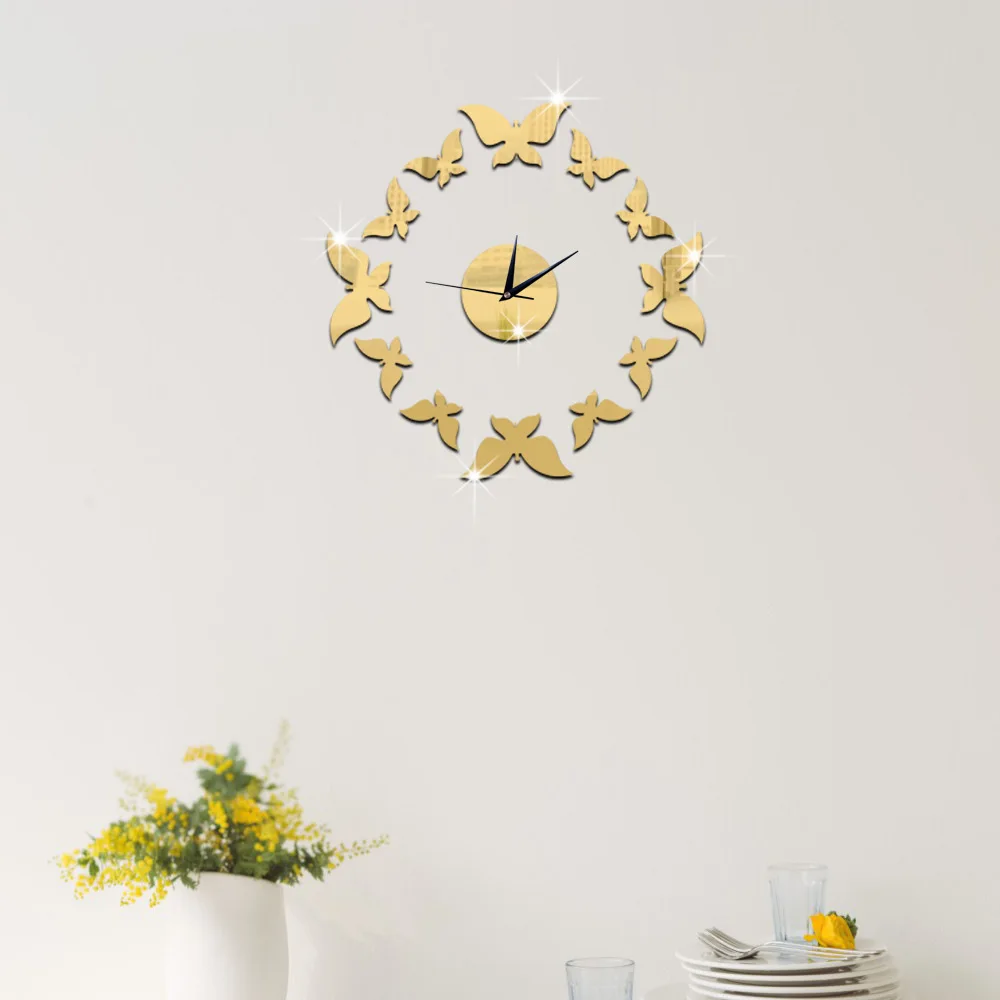 

Background Wall Decoration Crystal Stereoscope Wall Sticker Butterfly Clock Acrylic Wall Sticker Wall Digital Clock