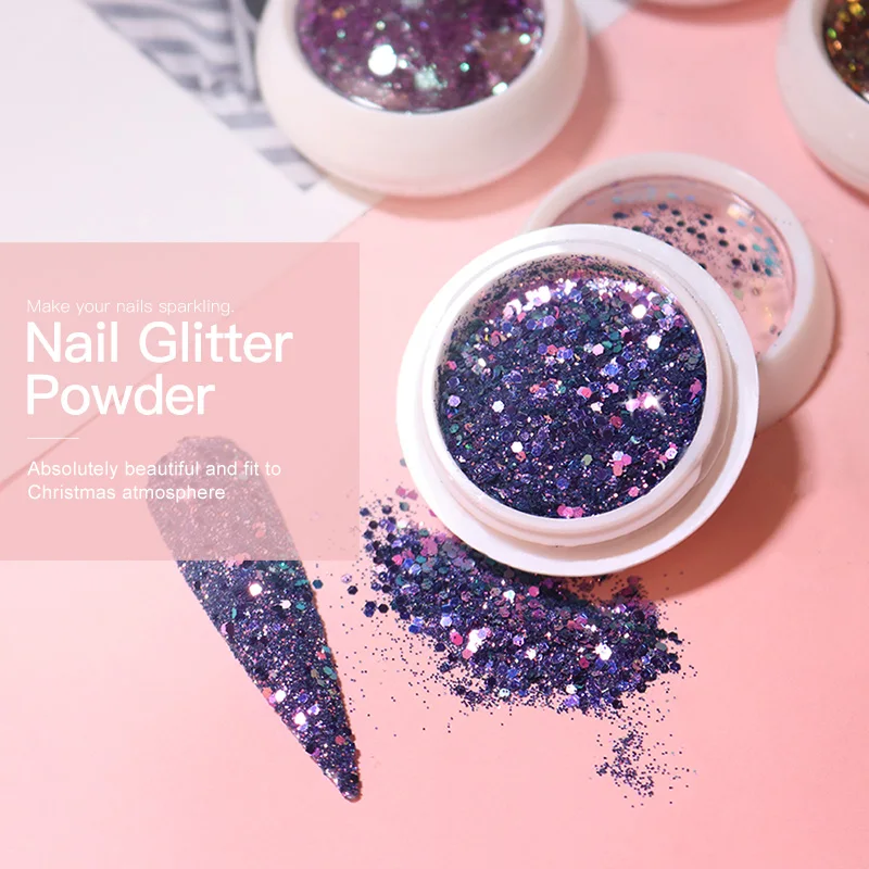 6pcs Set Holographic Nail Powder Laser Glitter Decoration DIY Shimmer Dust Chrome Pigment Sparkly Art Sequin Paillette | Красота и