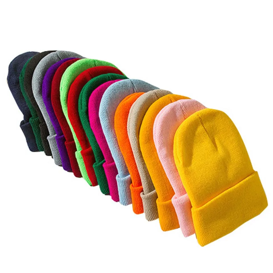 Шапка унисекс осенне-зимняя мягкая теплая вязаная шапка флуоресцентные вязаные