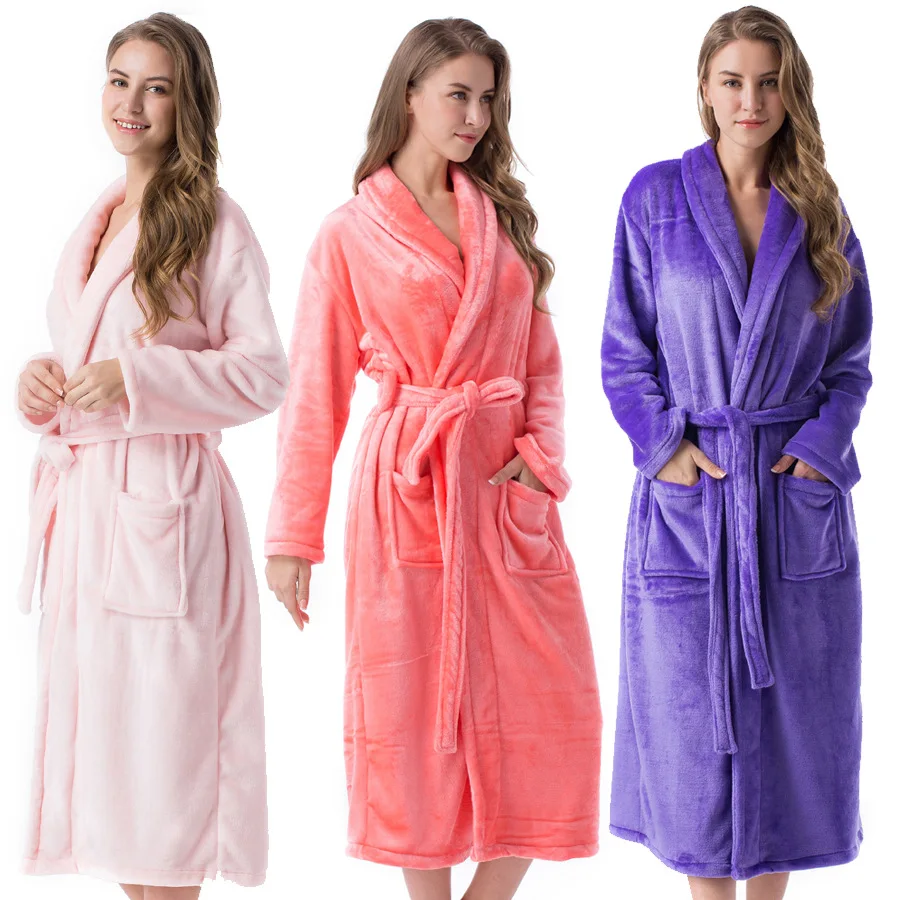 Ночной халат Пижама платье для мужчин и женщин фланелевая ночнушка пижама зима