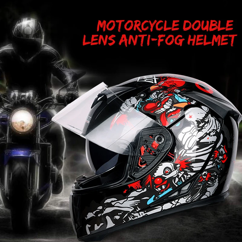 

Pratical GXT Motorcycle Helmet Full-Face Black Clown ABS Motorbike Ramp New GXT Motorcycle Helmet Universal