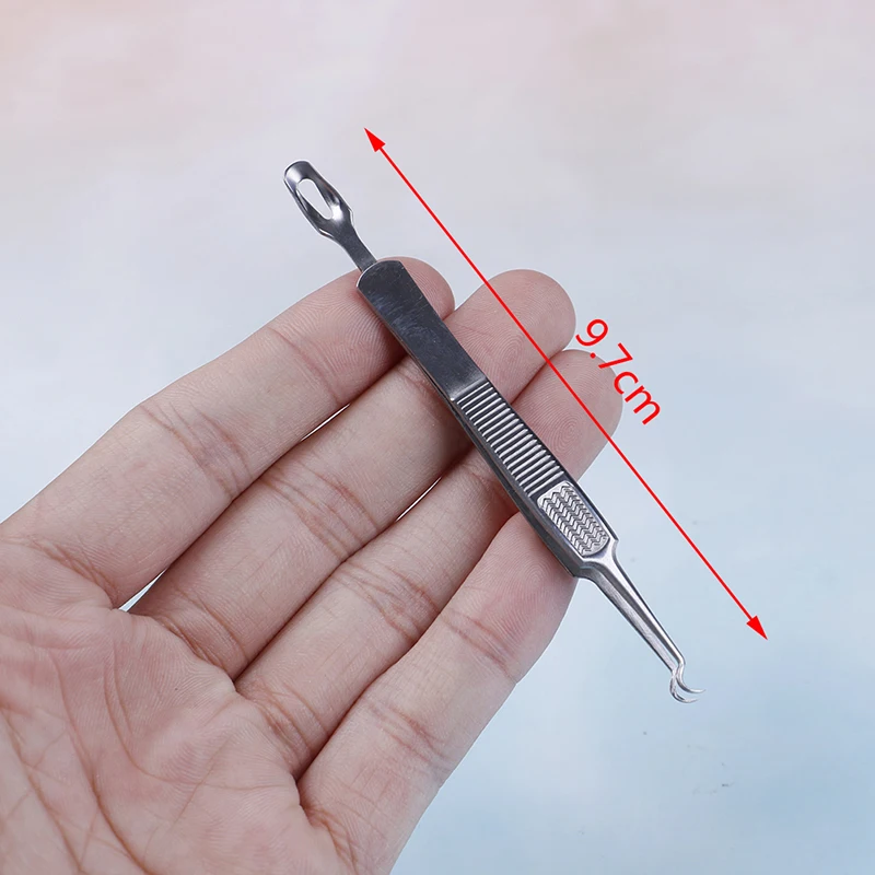 

1PC Anti Slip Stainless Steel Acne Tweezers Needle Removal Tool Double Head Curved Straight Blackhead Tweezers Face Care