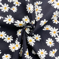 148cm width floral printed daisy cotton poplin fabric 100 cotton spring summer fabric for dressblackwhiteby the meter