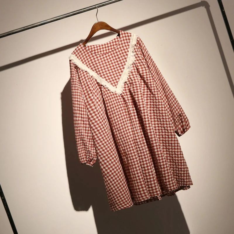 XITAO Tassel Pleated Mini Dress Women Clothes 2019 O Neck Patchwork Plaid Korea Lace Casual Summer Vintage Fashion LJT3842 | Женская