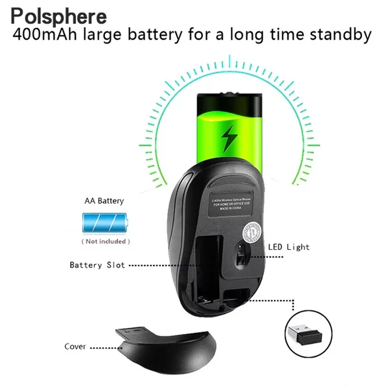 Беспроводная Бесшумная оптическая мышь 4 кнопки 2 ГГц 1600 DPI|mouse for laptop|wireless silent