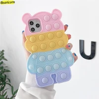 pop fidget toy bubble case for xiaomi mi poco m3 m2 redmi note 10 10s 9s 9 8 pro max 9t power 10x 4g soft silicone rainbow cover