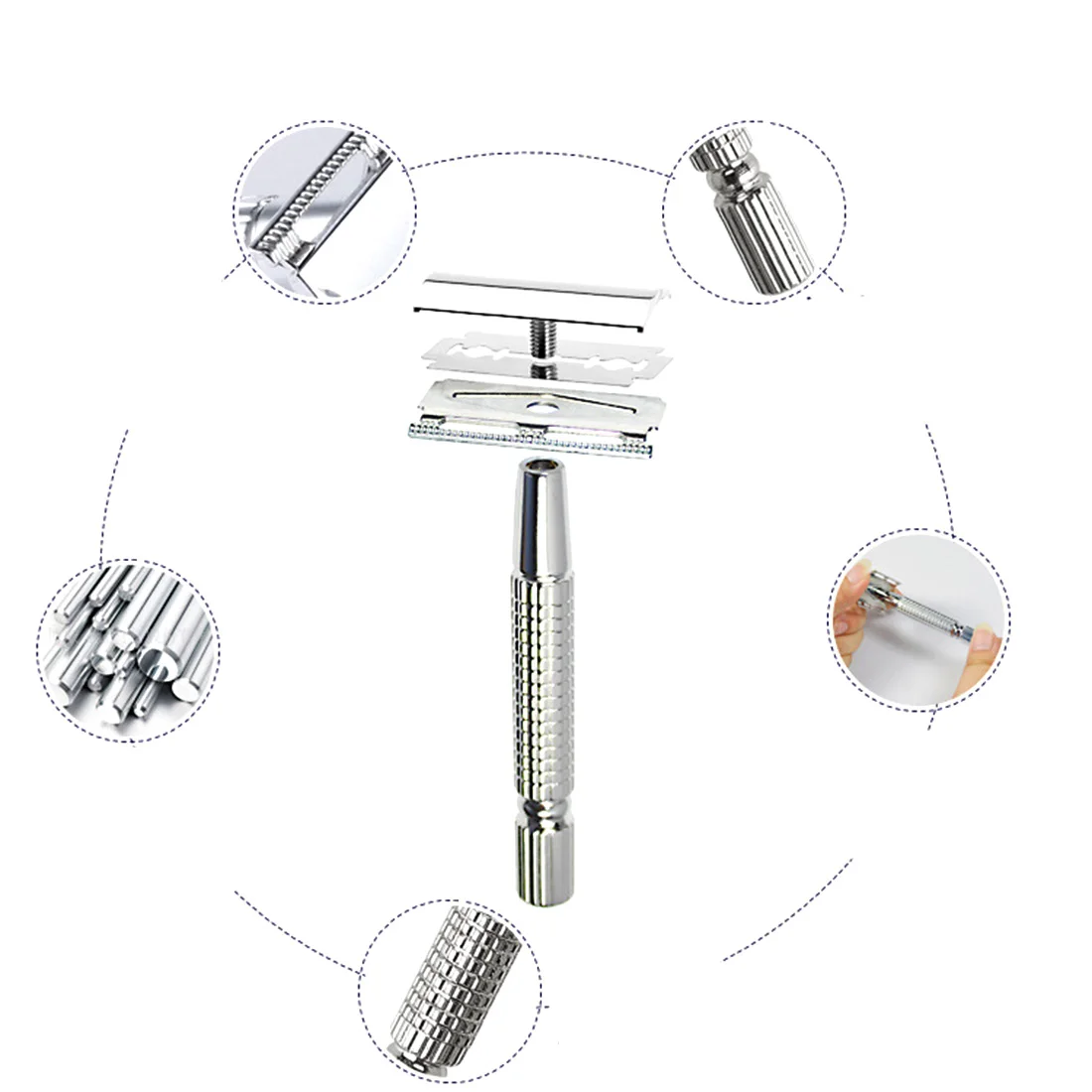 New Adjustable Short Handle Classic Safety Razor Double Edge Mens Shaving Pack Cure 1 Blade Manual Shavers | Красота и здоровье