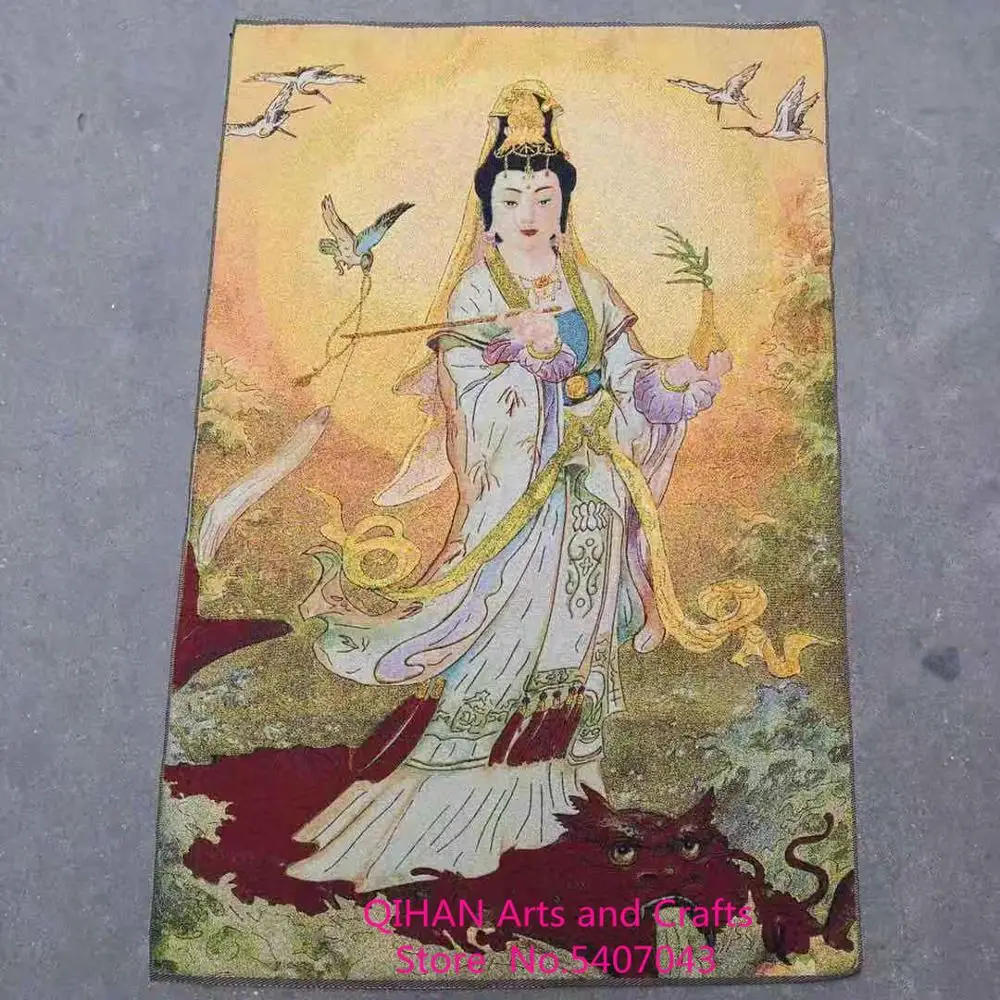 Religious Thangka embroidery Tibetan Buddhism pure water Guanyin dripping Bodhisattva painting | Дом и сад