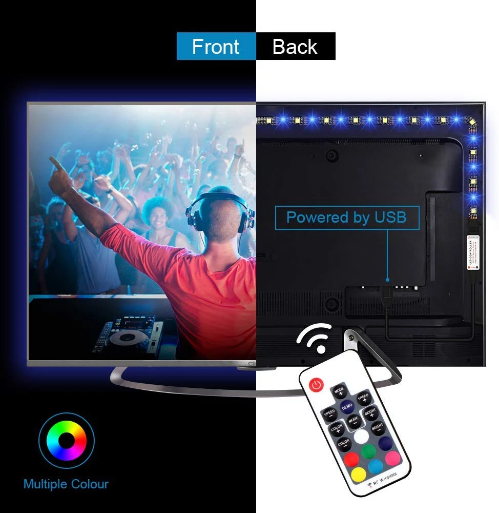 Binval USB RGB 5050 Светодиодная лента светильник водонепроницаемый 1 м 2 3 4 5 ТВ фоновый